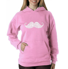 Load image into Gallery viewer, WAYS TO STYLE A MOUSTACHE - Women&#39;s Word Art Hooded Sweatshirt