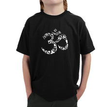 Load image into Gallery viewer, THE OM SYMBOL OUT OF YOGA POSES - Boy&#39;s Word Art T-Shirt