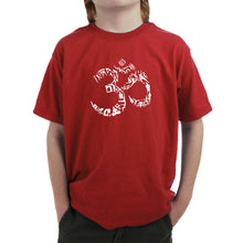 Load image into Gallery viewer, THE OM SYMBOL OUT OF YOGA POSES - Boy&#39;s Word Art T-Shirt