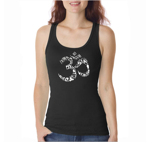 THE OM SYMBOL OUT OF YOGA POSES  - Women's Word Art Tank Top