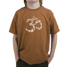 Load image into Gallery viewer, THE OM SYMBOL OUT OF YOGA POSES - Boy&#39;s Word Art T-Shirt