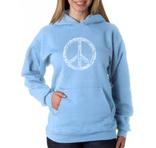 Load image into Gallery viewer, THE WORD PEACE IN 77 LANGUAGES - Women&#39;s Word Art Hooded Sweatshirt