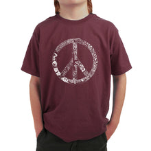 Load image into Gallery viewer, PEACE, LOVE, &amp; MUSIC - Boy&#39;s Word Art T-Shirt