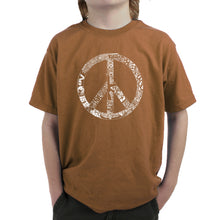 Load image into Gallery viewer, PEACE, LOVE, &amp; MUSIC - Boy&#39;s Word Art T-Shirt