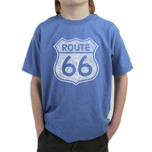 Load image into Gallery viewer, CITIES ALONG THE LEGENDARY ROUTE 66 - Boy&#39;s Word Art T-Shirt