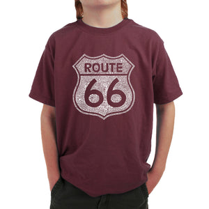 CITIES ALONG THE LEGENDARY ROUTE 66 - Boy's Word Art T-Shirt
