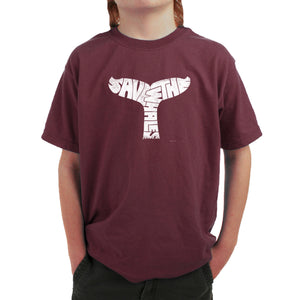 SAVE THE WHALES - Boy's Word Art T-Shirt