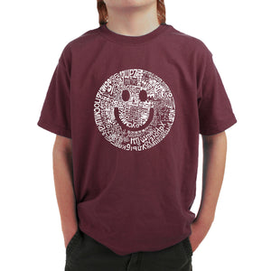SMILE IN DIFFERENT LANGUAGES - Boy's Word Art T-Shirt