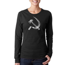 Load image into Gallery viewer, SOVIET HAMMER AND SICKLE - Women&#39;s Word Art Long Sleeve T-Shirt