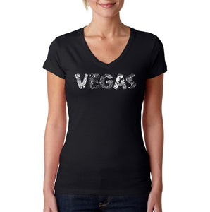 VEGAS - Women's Word Art V-Neck T-Shirt