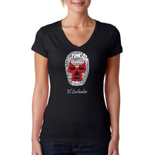 Load image into Gallery viewer, MEXICAN WRESTLING MASK - Women&#39;s Word Art V-Neck T-Shirt