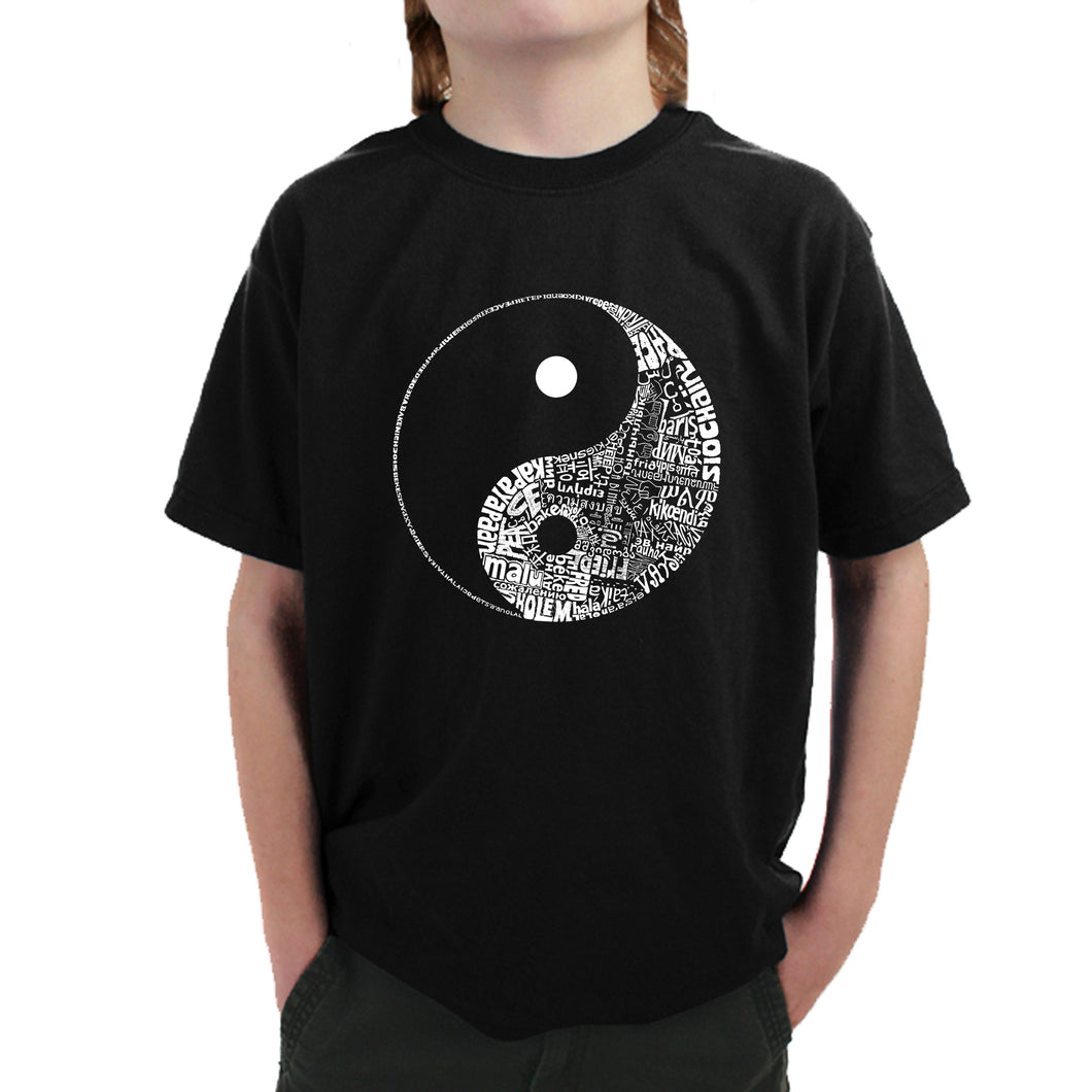 YIN YANG - Boy's Word Art T-Shirt